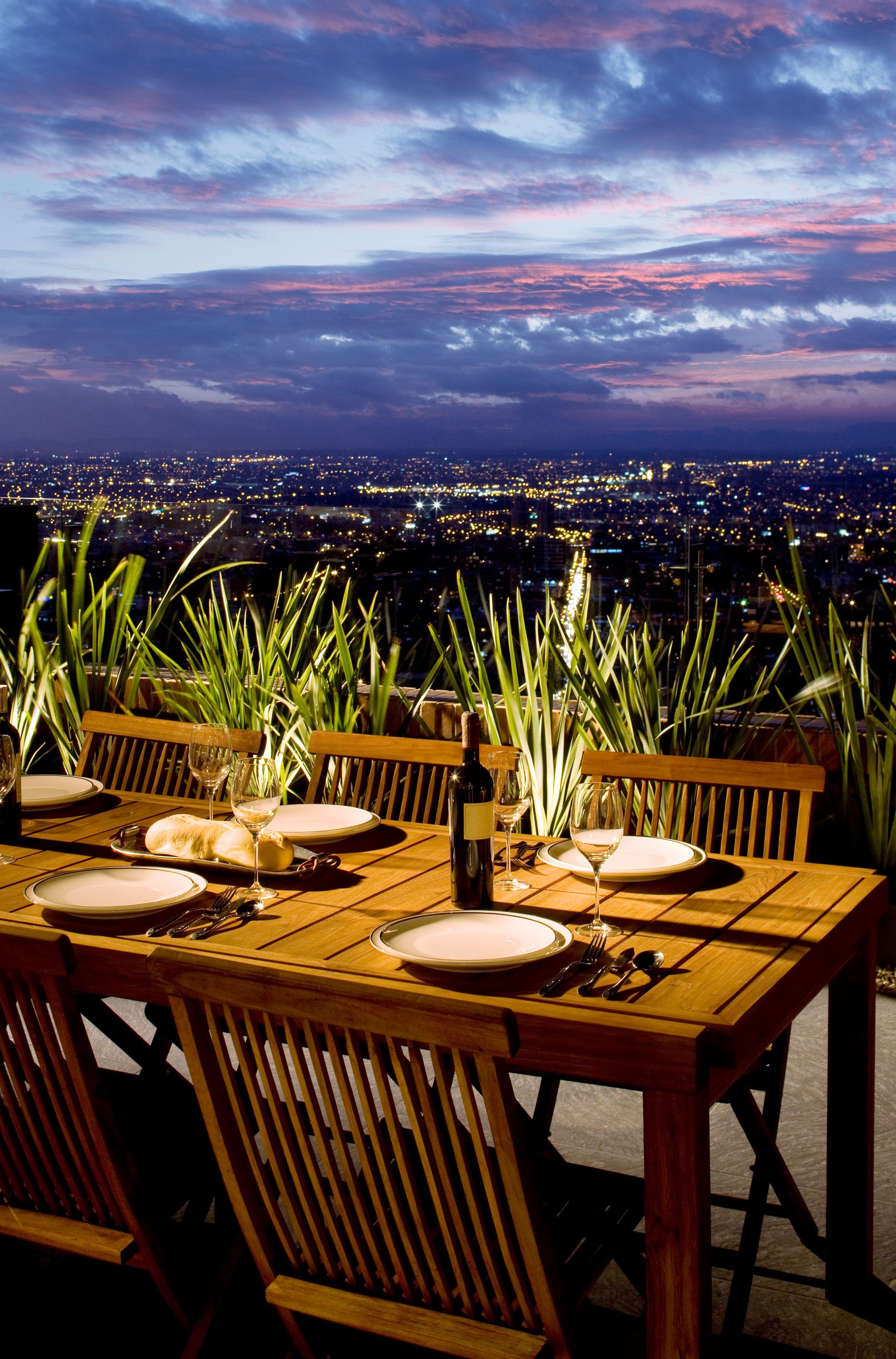 Outdoor dining overlooking city